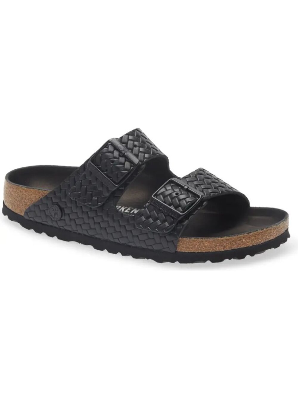 NEW Birkenstock Arizona Woven Embossed Black Leather Sandals 40 Womens 9 - Picture 2 of 5